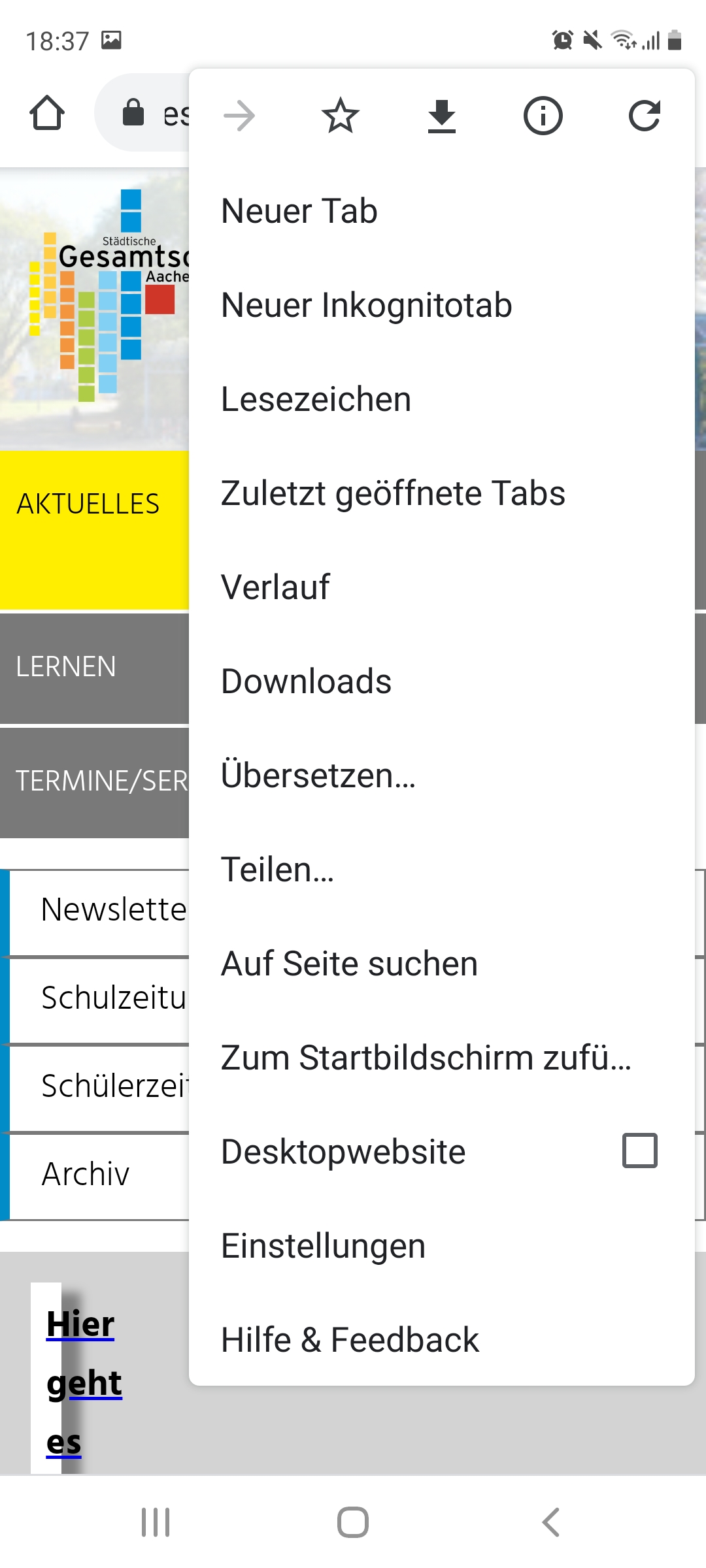Link auf Homebildschirm ablegen - Android - Chrome