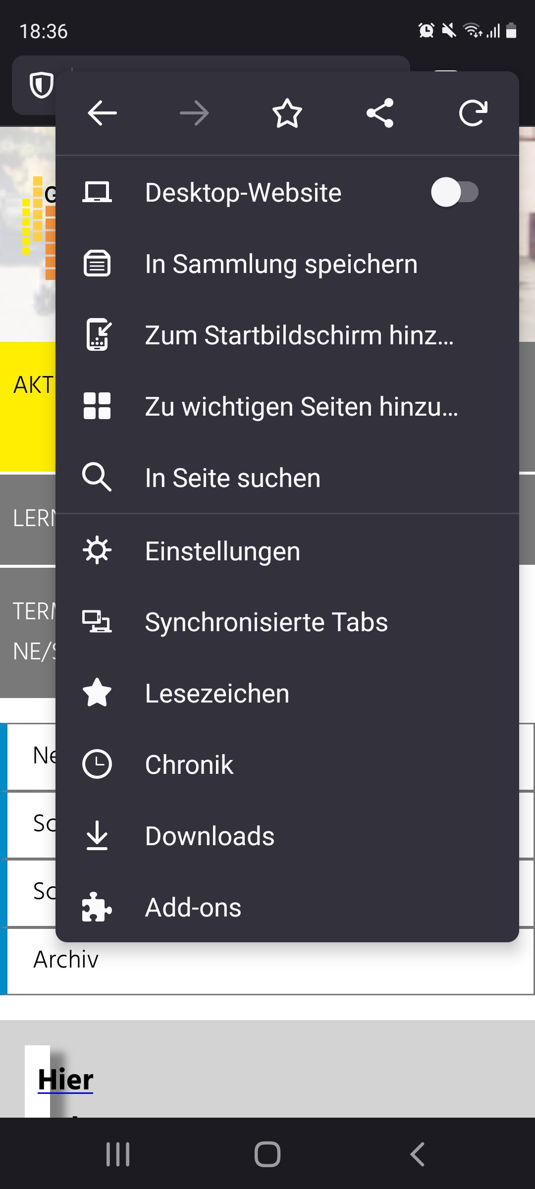 Link auf Homebildschirm ablegen - Android - Firefox
