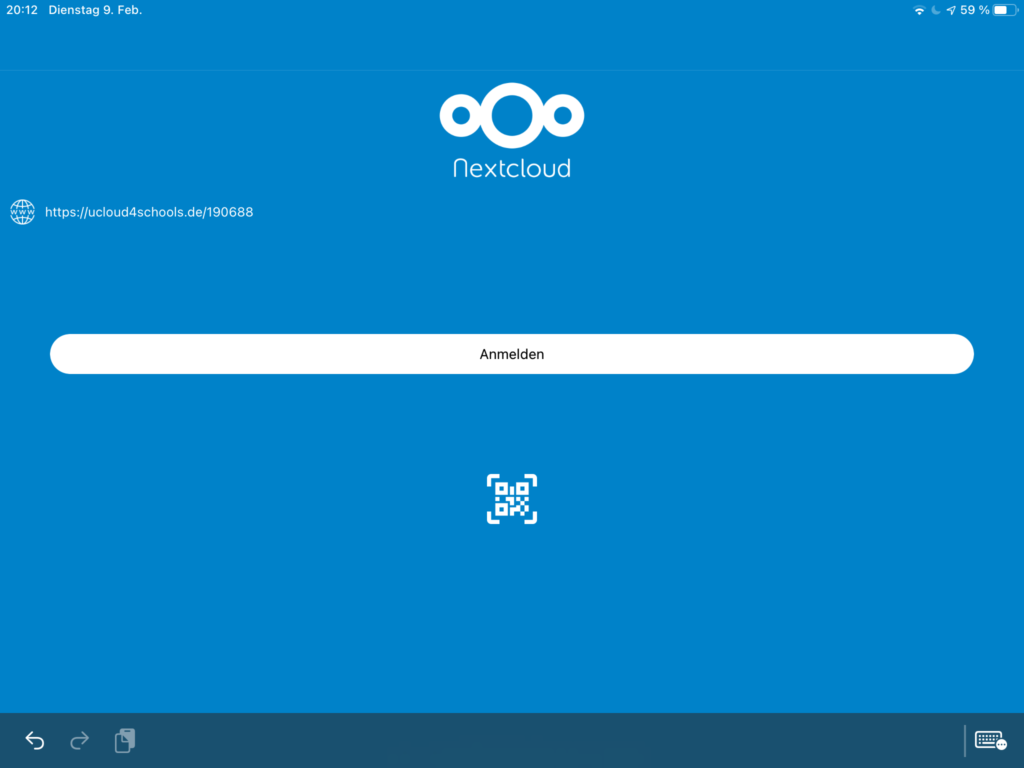 ucloud4schools - Anmeldung App - NextCloud - Schritt 1 Startbildschirm Servereingabe