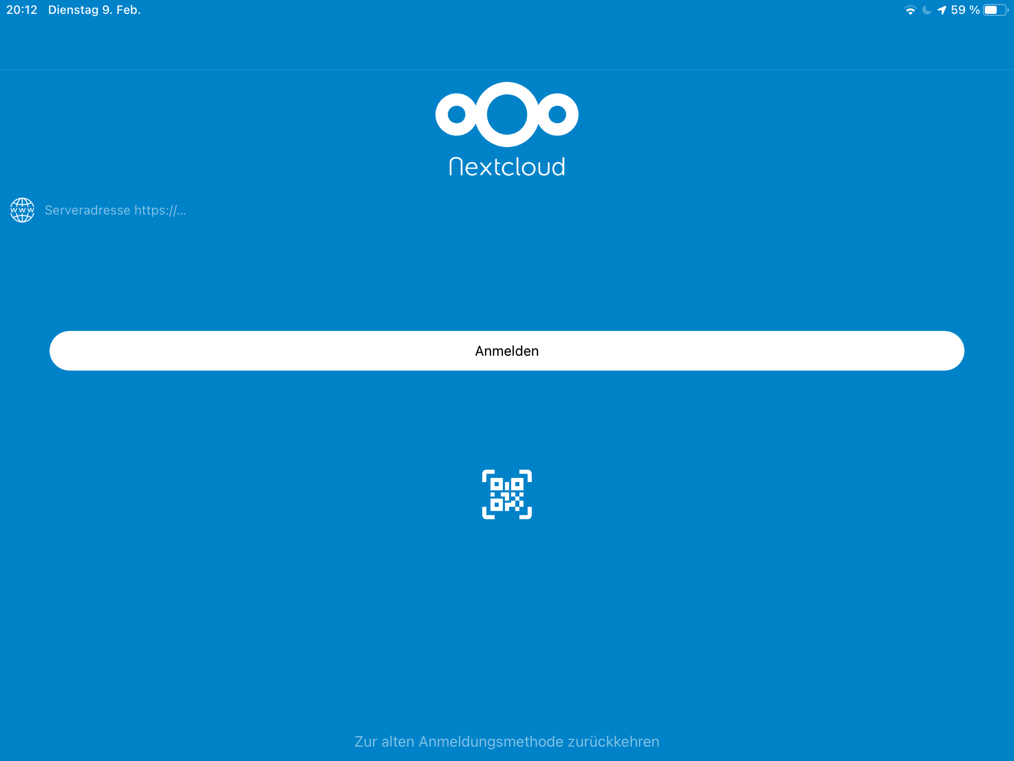 ucloud4schools - Anmeldung App - NextCloud - Schritt 1 Startbildschirm